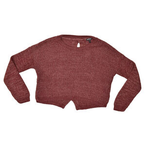 Express Women's Size XS Split Hem Crewneck Pullover Sweater Maroon Red